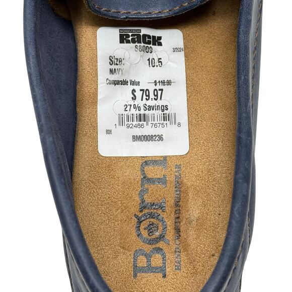 Born Marcel Navy Leather Driving Loafers Men’s 10.5M Moc Toe Comfort - Picture 9 of 10
